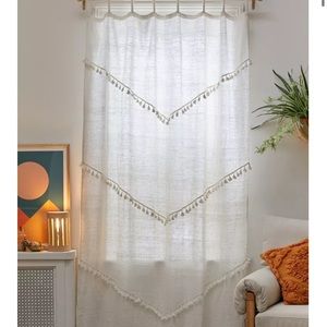 Urban Outfitters Greta Fringed Curtain Panels White